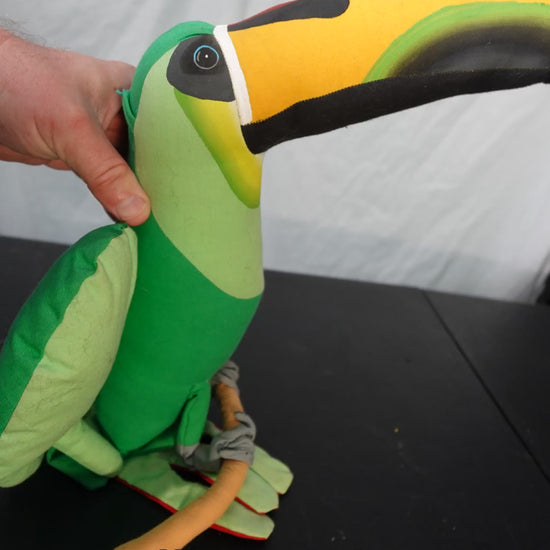 MDP-00510 Rag and Rust narrated slideshow social video - Vintage Angelitos Stuffed Hanging Tropical Toucan Plush 14 inches