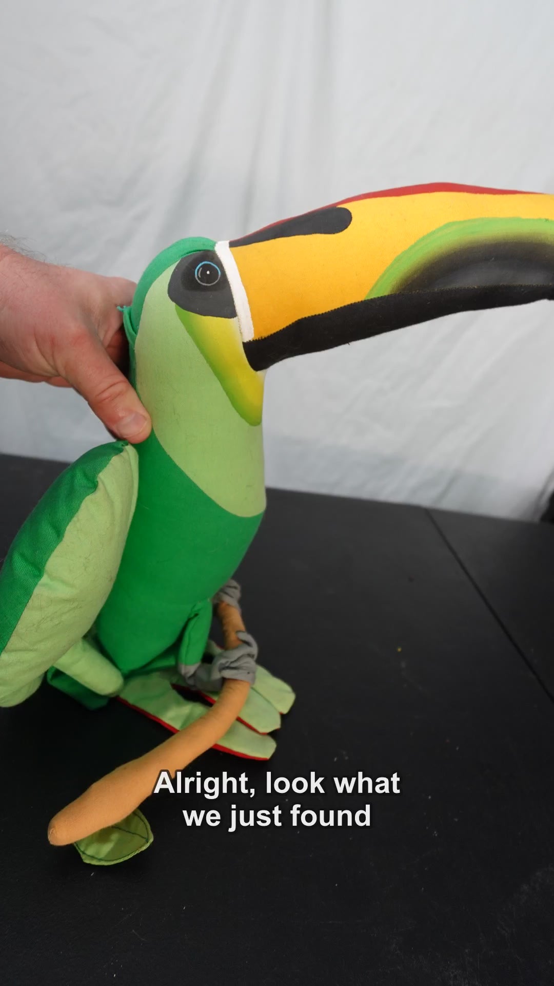 MDP-00510 Rag and Rust narrated slideshow social video - Vintage Angelitos Stuffed Hanging Tropical Toucan Plush 14 inches